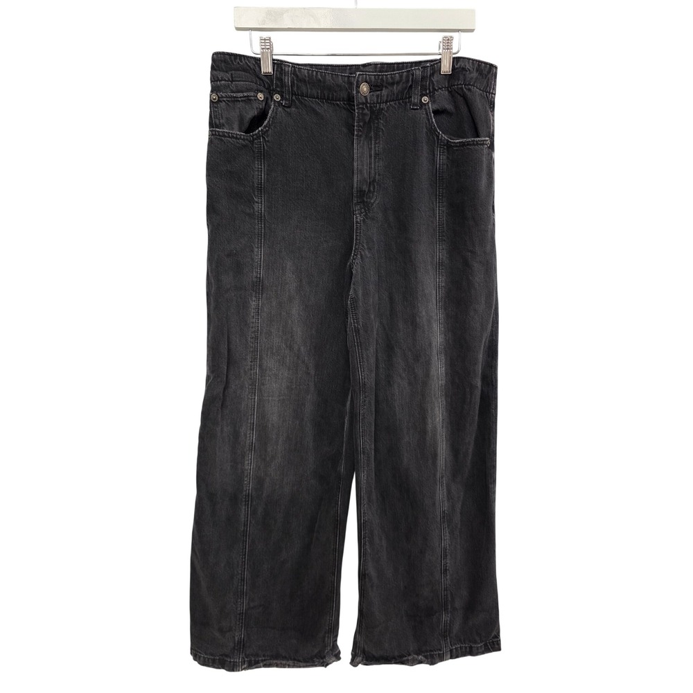 American Eagle Super High-Rise Ultra Wide Leg Jeans Women 10 Long Black Baggy